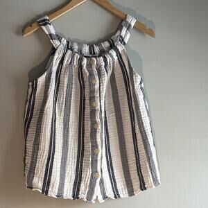 Women’s Gap Halter Style Tank Striped Cheese Cloth Like Material Button Down ￼